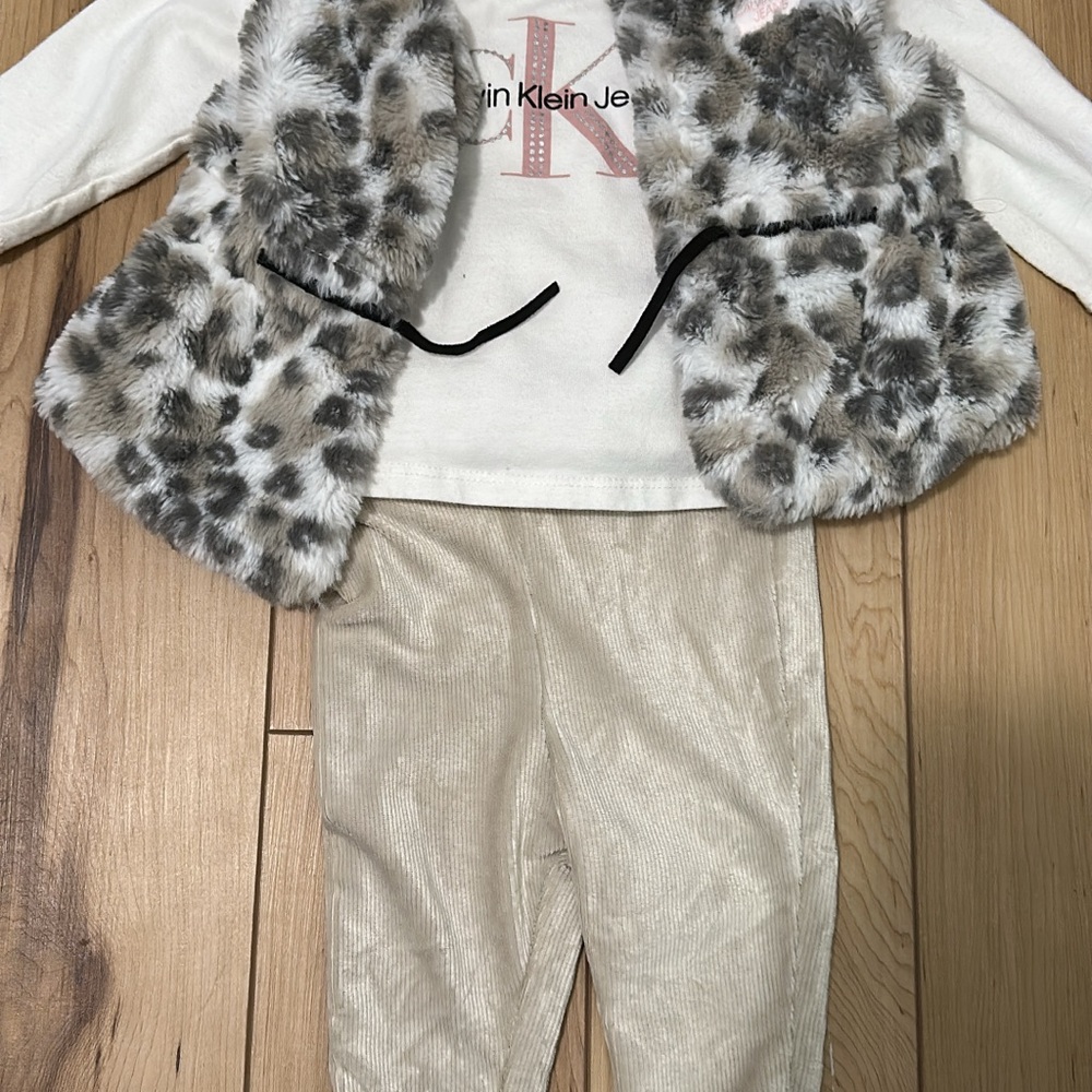 Calvin Klein Baby Set with Faux Fur Vest
